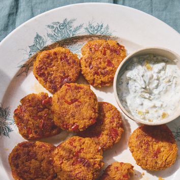 Quick and easy couscous fritters with preserved lemon yoghurt