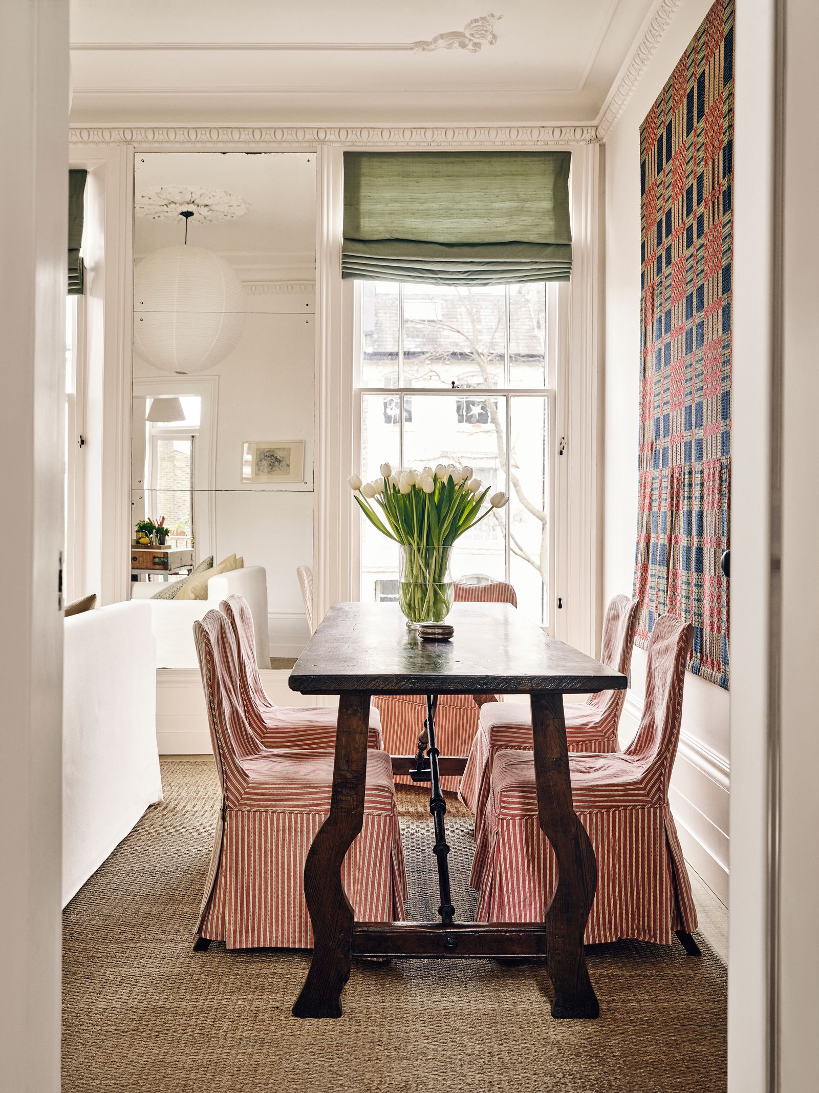 Image may contain Architecture Building Dining Room Dining Table Furniture Indoors Room Table Home Decor and Chair